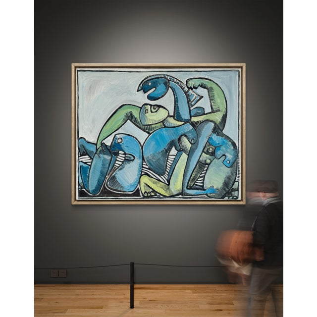 Gundi Falk, Cubist Embrace, Large Acrylic on Canvas, 2000s For Sale - Image 4 of 16