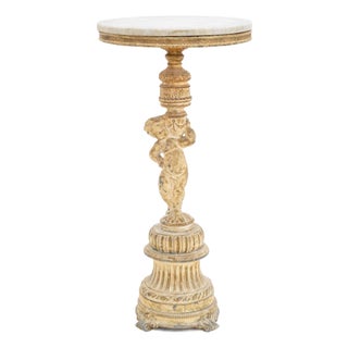 Neoclassical Style Marble Top Figural Side Table For Sale
