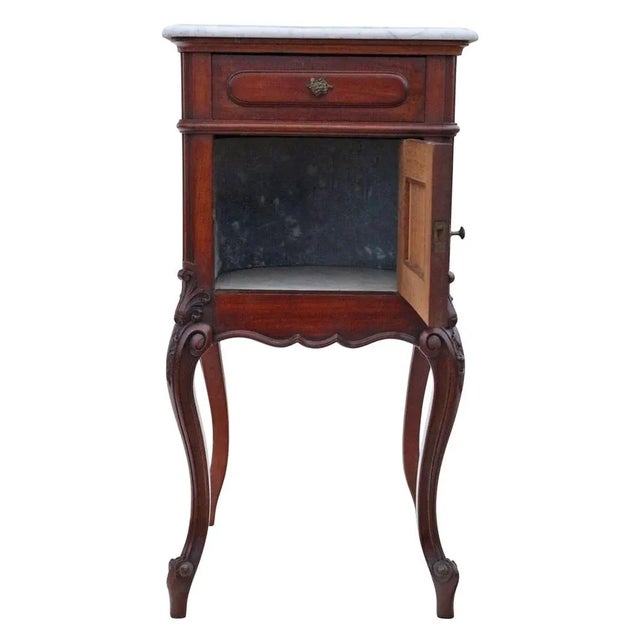 Wood Marble and Mahogany Bedside Tables, 1920, Set of 2 For Sale - Image 7 of 10