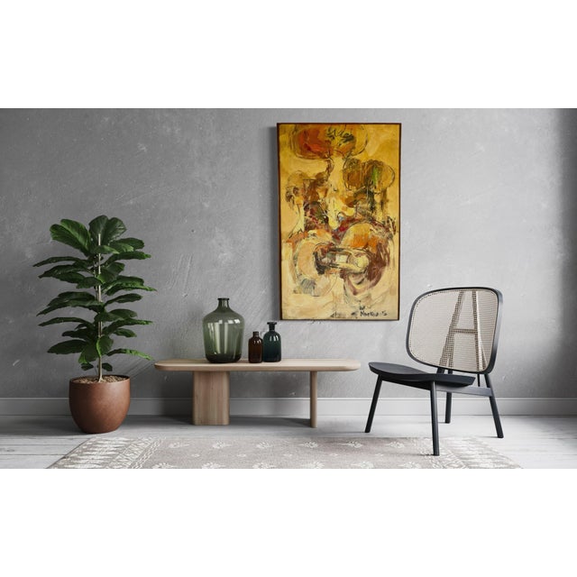Large abstract painting by Los Angeles artist Selma Moskowitz (1928–2018), dating to the mid-to-late 1960s. The central...