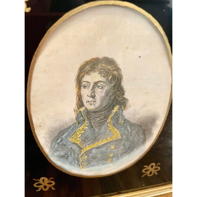 Antique Pair of Hand-Colored Napoleonic Era Portrait Engravings – Hortense De Beauharnais & Louis Desaix With Verre Églomisé Mats, Early 19th Century For Sale In Washington DC - Image 6 of 8