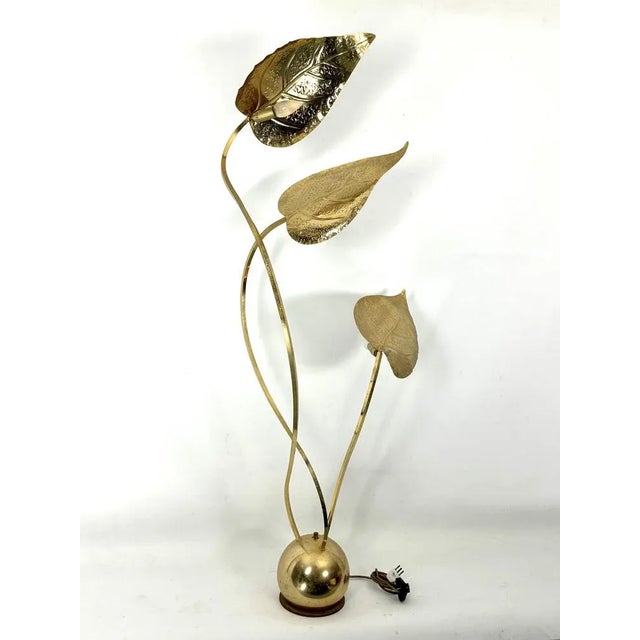 Italian Brass 3-Arm Floor Lamp by Tommaso Barbi, 1970s For Sale - Image 11 of 12