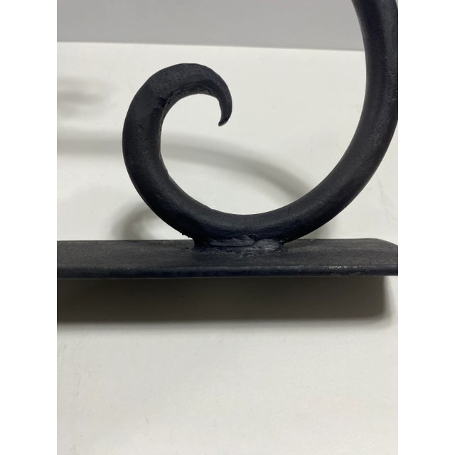 Metal Vintage Black Wrought Iron Scroll Bookends – Mediterranean Architectural Library Decor (Set of 2) For Sale - Image 7 of 7