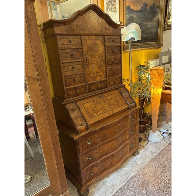 Antique Italian Baroque Walnut and Burl Secretaire, 1890s For Sale - Image 11 of 12