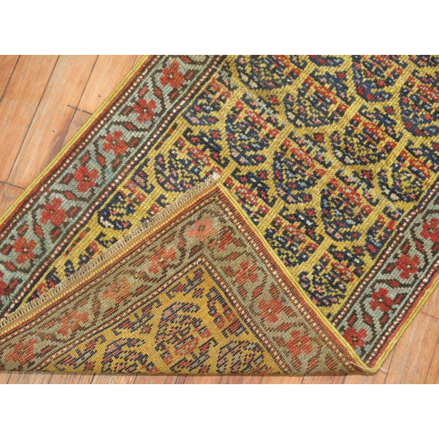 Persian Narrow Paisley Yellow Antique Runner For Sale - Image 3 of 6