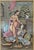 Indian Art, Set of hand-painted and printed pages from vintage Kuma -Sutra manuscript. Gauche on paper. Mounted on red...