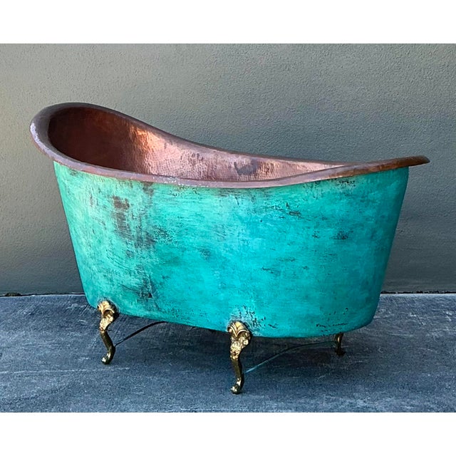 Late 20th Century Vintage Patinated Copper Tub For Sale - Image 5 of 12