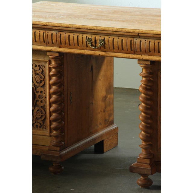 Mid-Century Danish Hand-Crafted Sculptural Oak Desk, 1960s For Sale - Image 16 of 18