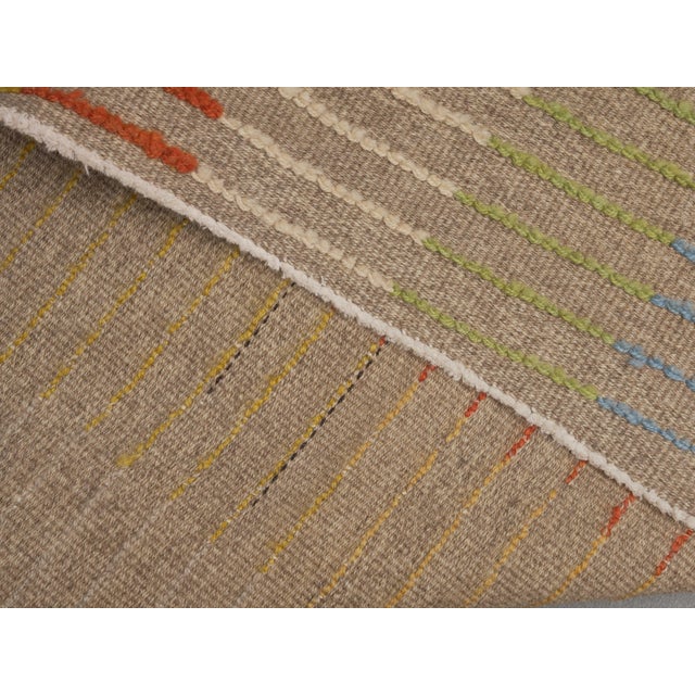 1970s Vintage Handmade Wool Cotton Beige Runner Rug For Sale - Image 10 of 11