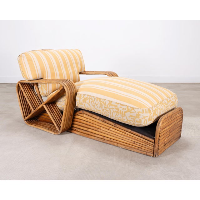 Contemporary Paul T. Frankl Rattan Six-Strand Square Pretzel Chaise Longue For Sale - Image 3 of 18