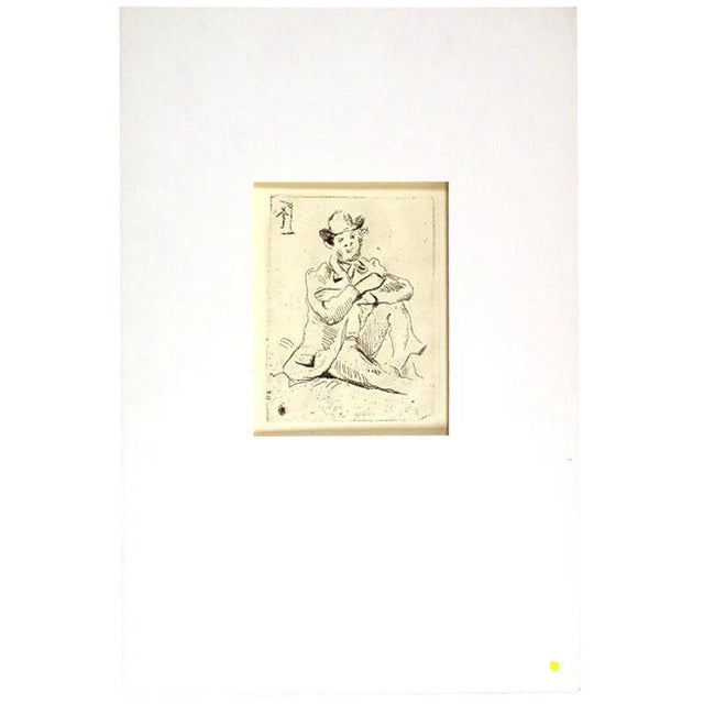 Paul Cezanne Portrait of Guillaumin With Hanged Man Etching Late 19th Century For Sale