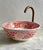 Ceramic Pink Flower Handcrafted Vessel Basin Ceramic Modern Style, Moroccan Basin Sink Bowl with Brass Drain For Sale - Image 7 of 10