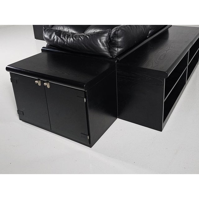 1970s Down Sofa in Black Leather by Carlo Bartoli for Rossi di Albizzate, 1970s, Set of 2 For Sale - Image 5 of 14