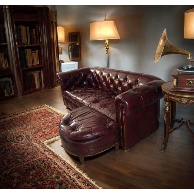 Animal Skin Experience Timeless Elegance With the Vintage Ethan Allen Chesterfield Collection For Sale - Image 7 of 12