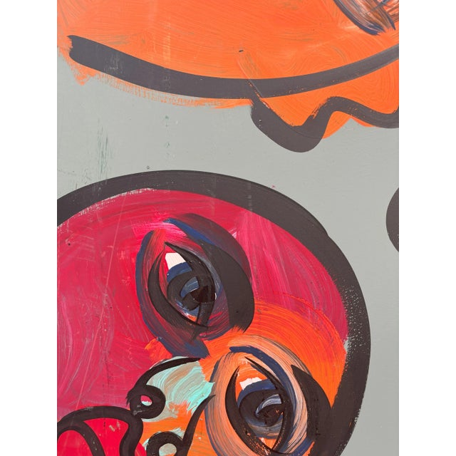 Peter Keil Late 20th Century Peter Keil Large-Scale Abstract Nude Figure With Faces, Acrylic Painting on Board For Sale - Image 4 of 8