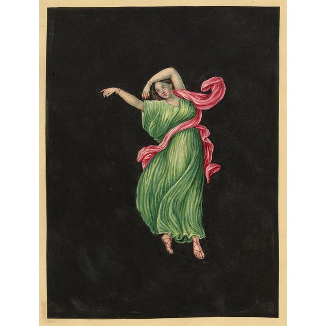 Circle of Michelangelo Maestri, Bacchante Dancer Pompeii Fresco, Early 1800s, Gouache For Sale - Image 4 of 4