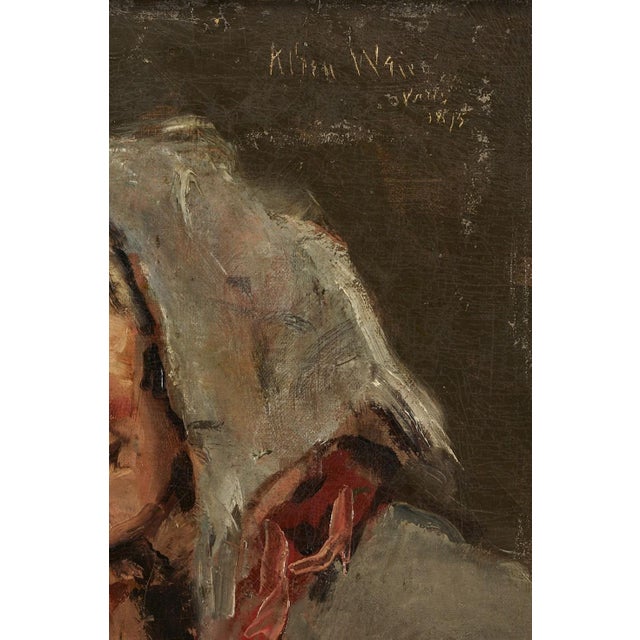 Early 20th Century Early 20th Century J. Alden Weir O/C Painting, Peasant Woman Laughing For Sale - Image 5 of 7