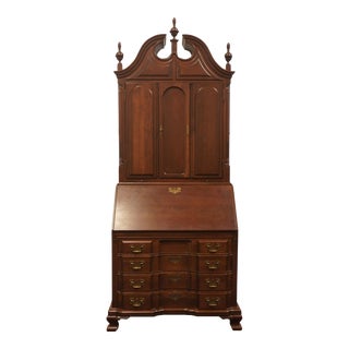 Maddox Solid Mahogany Traditional Style 39" Blockfront Secretary Desk W. Pediment Cabinet Hutch 1102 For Sale