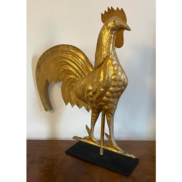 Antique 19th Century American Folk Art Gilt Swell Body Copper and Zinc Rooster Weathervane For Sale - Image 4 of 12