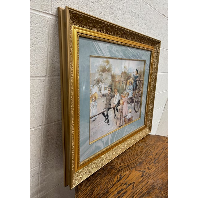 Blue Antique Late 19th Century Chromolithograph Print “A Day in the Country For Sale - Image 8 of 12