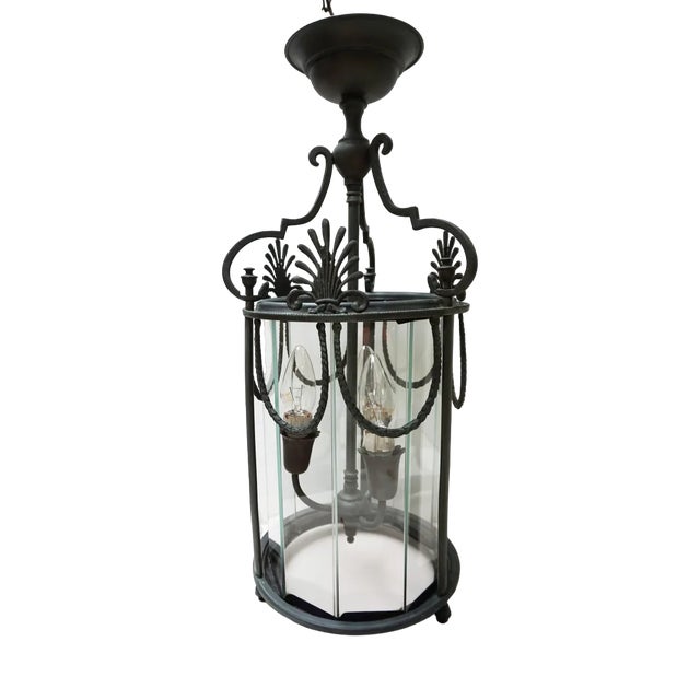 French Neoclassical Bronze & Glass Hall Lantern, 1890s For Sale