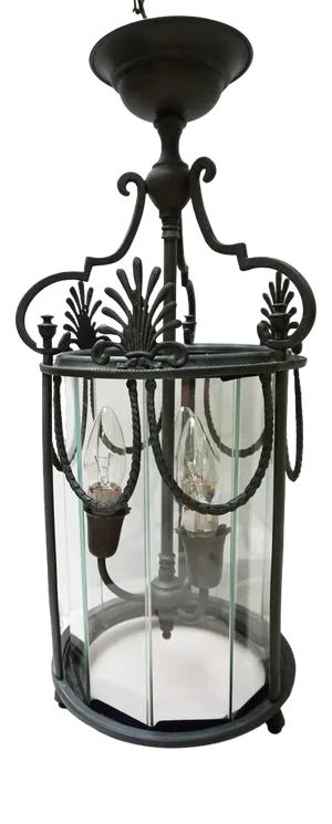 French Neoclassical Bronze & Glass Hall Lantern, 1890s