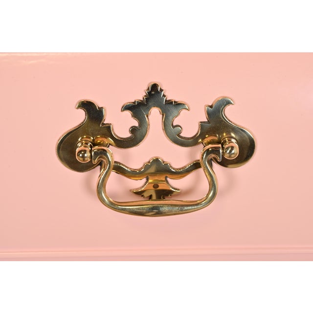 Pink Century Furniture Chippendale Pink Lacquered Chest of Drawers or Commode, Newly Refinished For Sale - Image 8 of 12