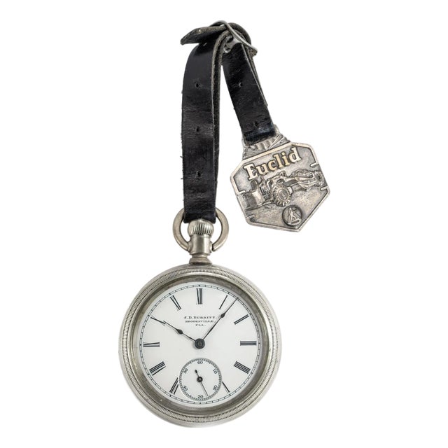 Late 20th Century Vintage j.d. Burritt Brooksville Fla. 59mm Silver Manual Winding Pocket Watch For Sale