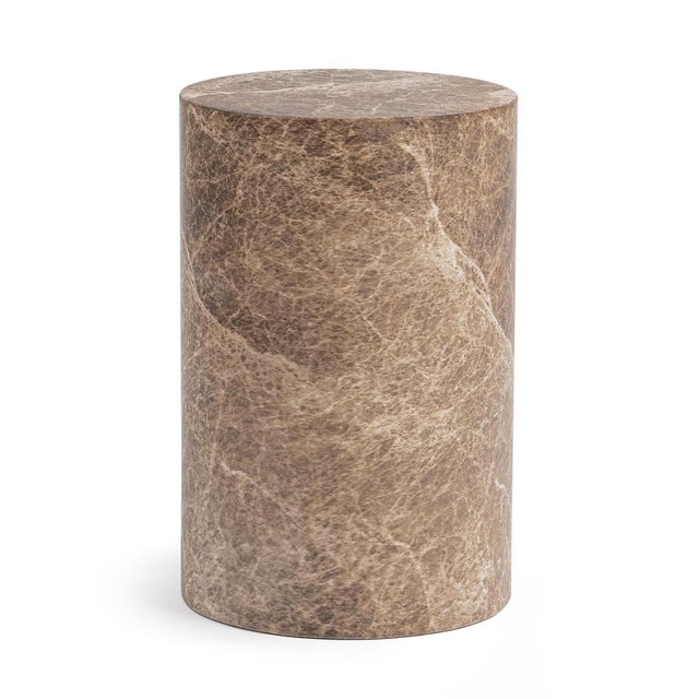 2020s Taupe Faux Marble End Table / Pedestal Small For Sale - Image 5 of 6