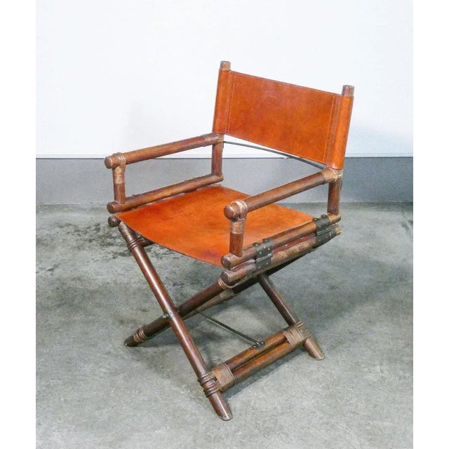 Brown Bamboo and Leather Chair by Lyda Levi, 1960s For Sale - Image 8 of 8