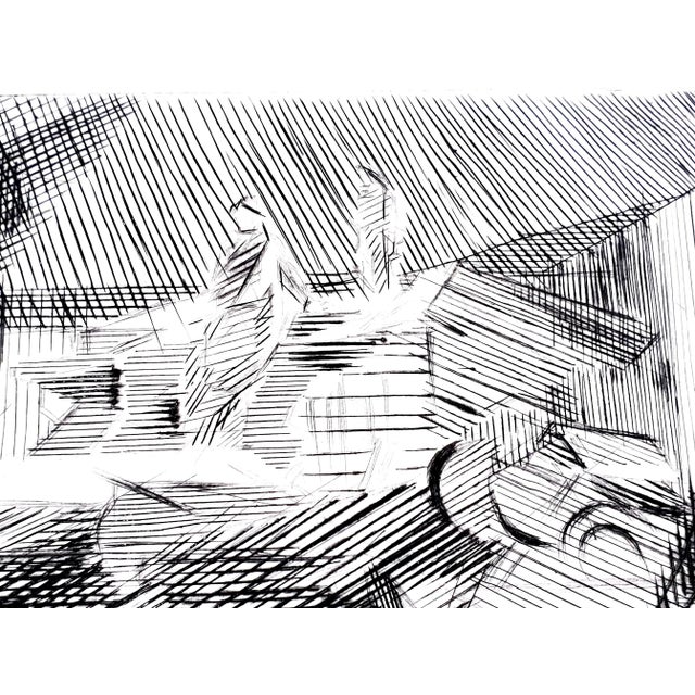 Wood Jacques Villon - Cubist Landscape - Original Etching Circa 1950 For Sale - Image 7 of 8