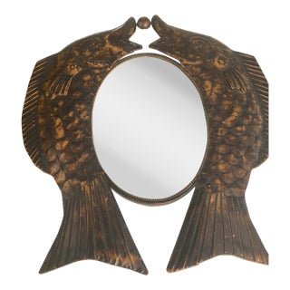 Maitland Smith Style Asian Koi Fish Metal Wall Mirror For Sale