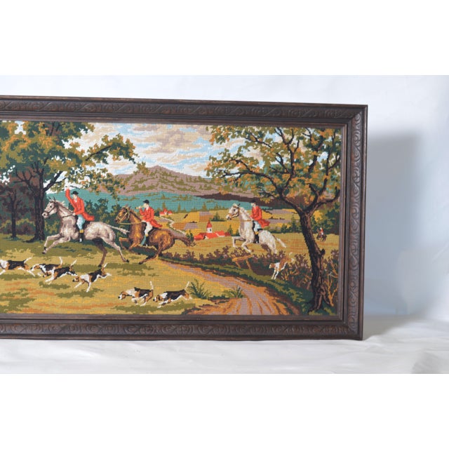 Wood Vintage Hunting Scene Tapestry, 1940 For Sale - Image 7 of 11