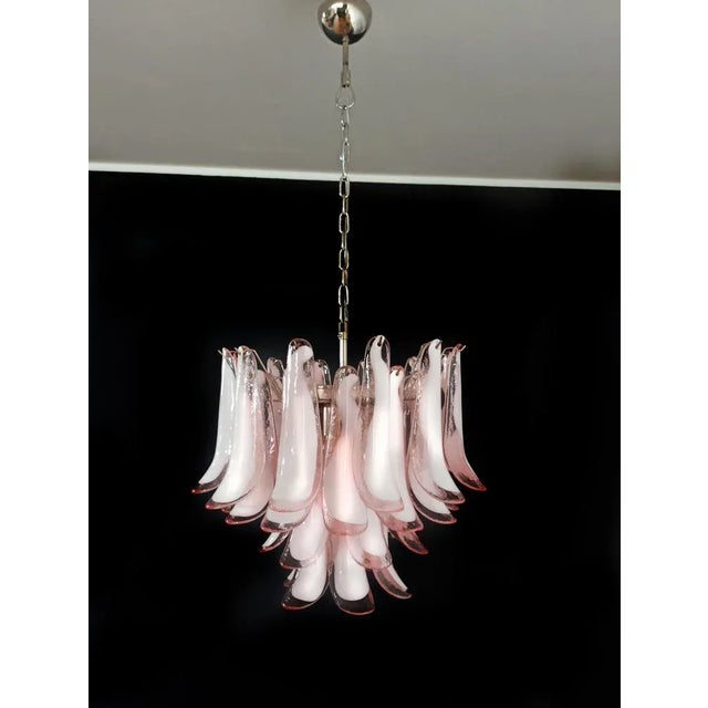 Pink Murano Glass Petal Chandeliers, Murano, Set of 2 For Sale - Image 8 of 10