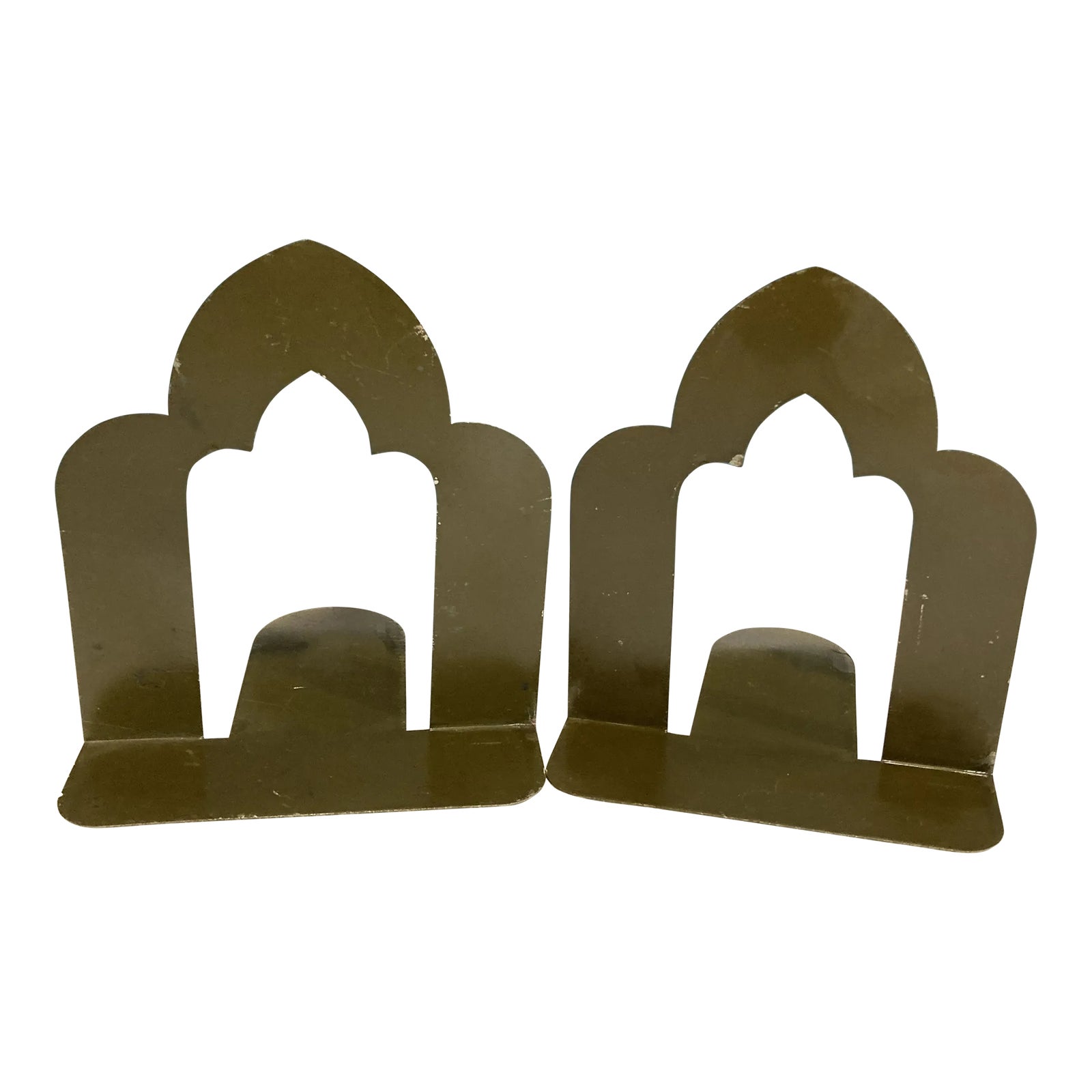 Mid-Century Arched Metal Library Bookends, Set of 2 | Chairish