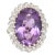 1970s Amethyst and Diamond White Gold Cocktail Ring Size 5 For Sale