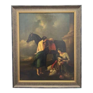 19th Century Oil Painting Battle the Wounded Greek Attributed Abraham Cooper Ra Framed
