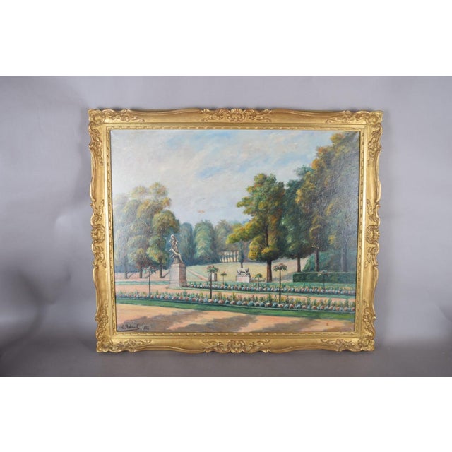 E. Robinef, French Park Landscape, Oil Painting, 1935 For Sale - Image 4 of 9
