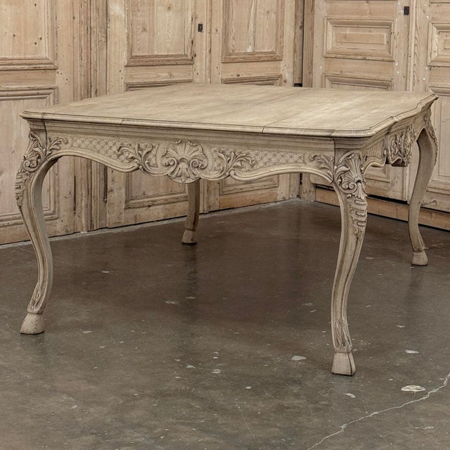 Antique Country French Liégeoise Régence Stripped Oak Dining Table or Writing Desk For Sale - Image 13 of 18