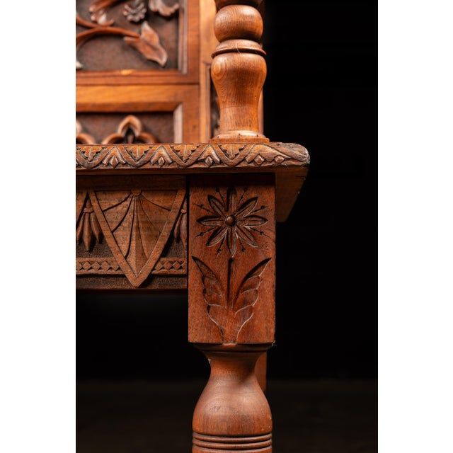 Late 19th-Century Gothic Revival Carved Wood Wainscot Armchair For Sale - Image 12 of 12
