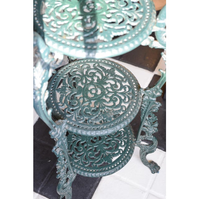 Verdigris 3-Tier Wrought Iron Claw Footed Plant or Pot Stand For Sale - Image 11 of 11
