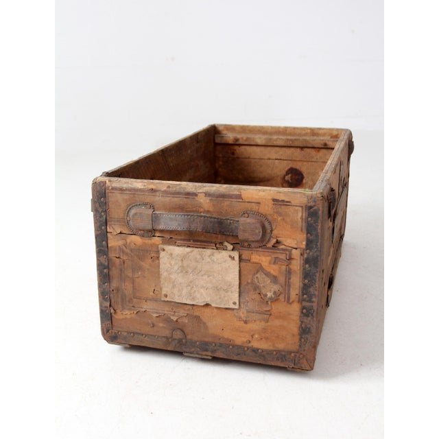 Antique Trunk Base Primitive Storage Box For Sale - Image 10 of 16