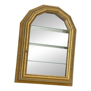 1970s Small Cute Wall Vitrine Gold. Display Cabinet For Sale