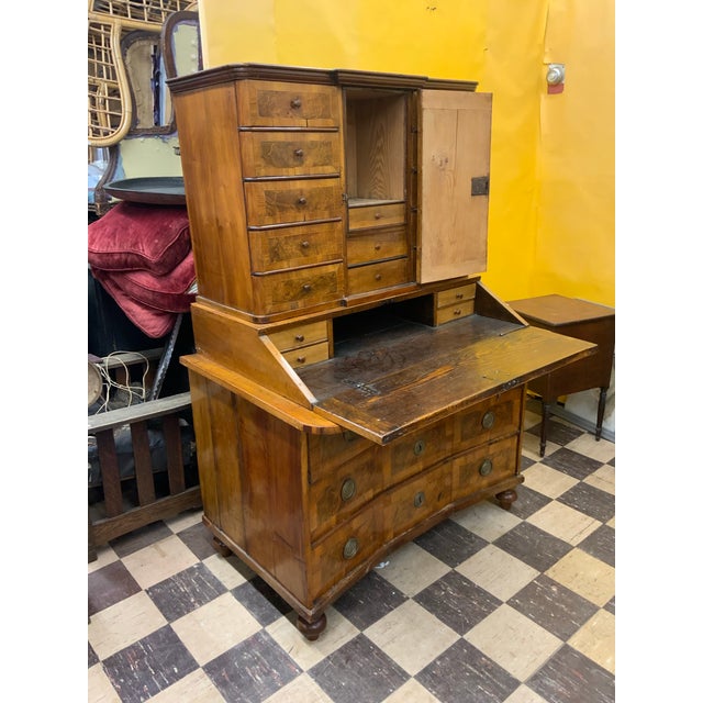 Mid 18th Baroque Century Period Walnut Fruit and Marquetry Secretary Desk For Sale - Image 10 of 10