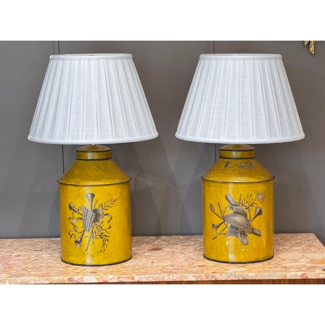 Early 20th Century Early 20th Century French Tole Tea Canister Table Lamps For Sale - Image 5 of 14