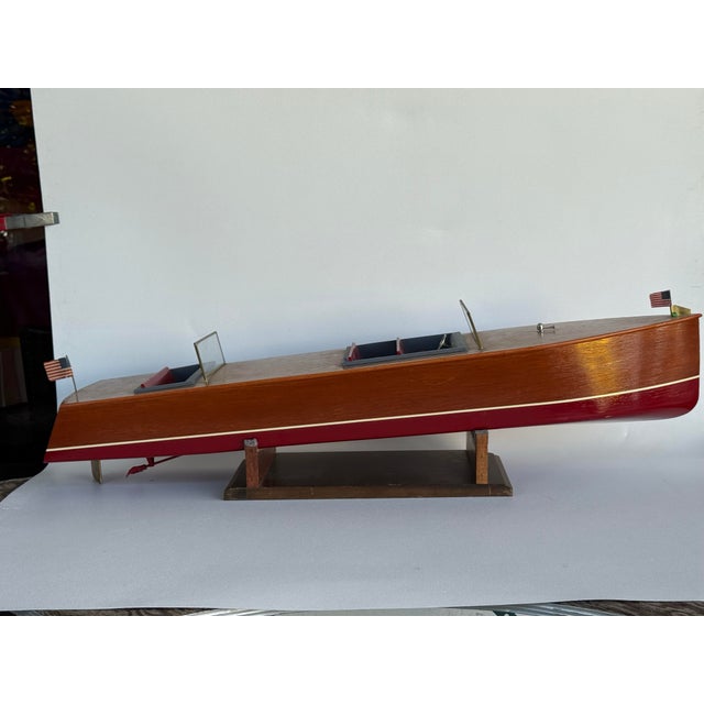 Mid-Century Modern 1970's Handcrafted Oversized Model Wood Boat For Sale - Image 3 of 10