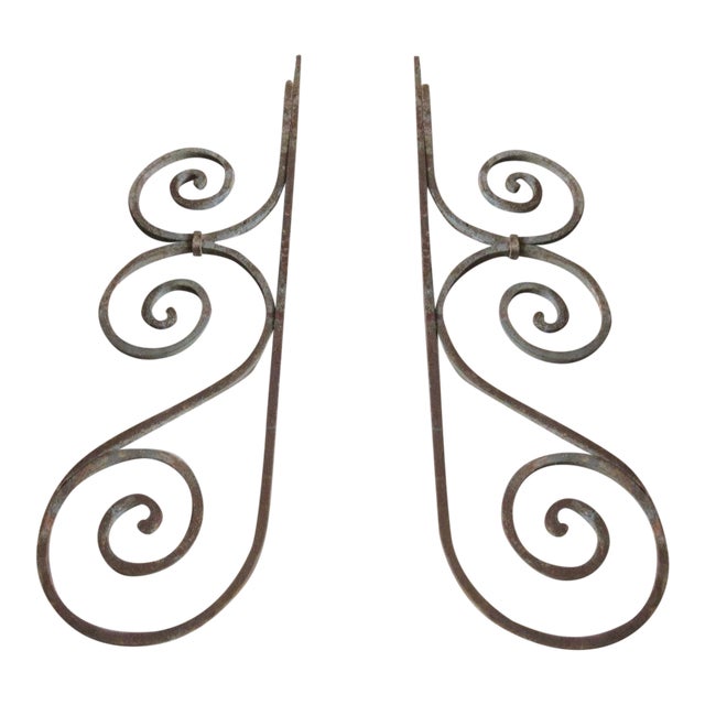 Antique Victorian Iron Brackets or Garden Ornaments- A Pair For Sale