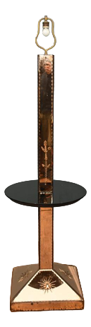 Art Deco Floor Lamp in Glass with Cocktail Table, 1930s