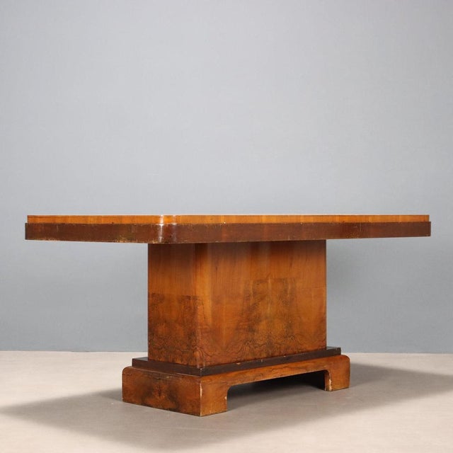 Brown Vintage Table in Walnut, 1940s For Sale - Image 8 of 9