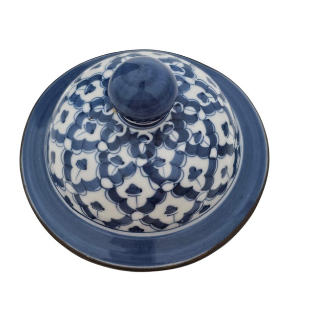 Blue White Ginger Jar Attributed Maitland Smith Handpainted 8.75" For Sale In San Francisco - Image 6 of 13